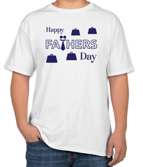 Happy Father’s Day White Cotton T-Shirt | Sizes S, M, L | Tie & Briefcase Design