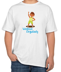 White Cotton "Workout Regularly" Couple T-Shirts | Half Sleeve | Sizes S, M, L