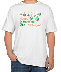 White Cotton T-Shirt for Independence Day | 15th August | Sizes S, M, L