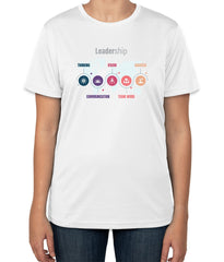 White Cotton T-Shirt with Leadership Qualities Icons | Sizes S, M, L