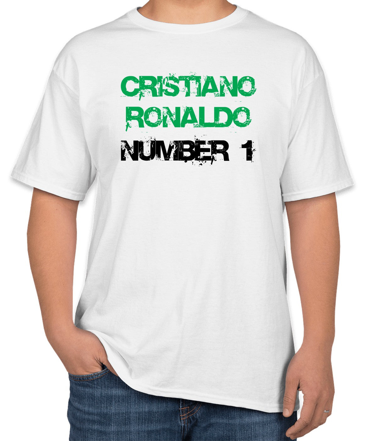 Cristiano Ronaldo Number 1 White Cotton T-Shirt | Sizes S, M, L